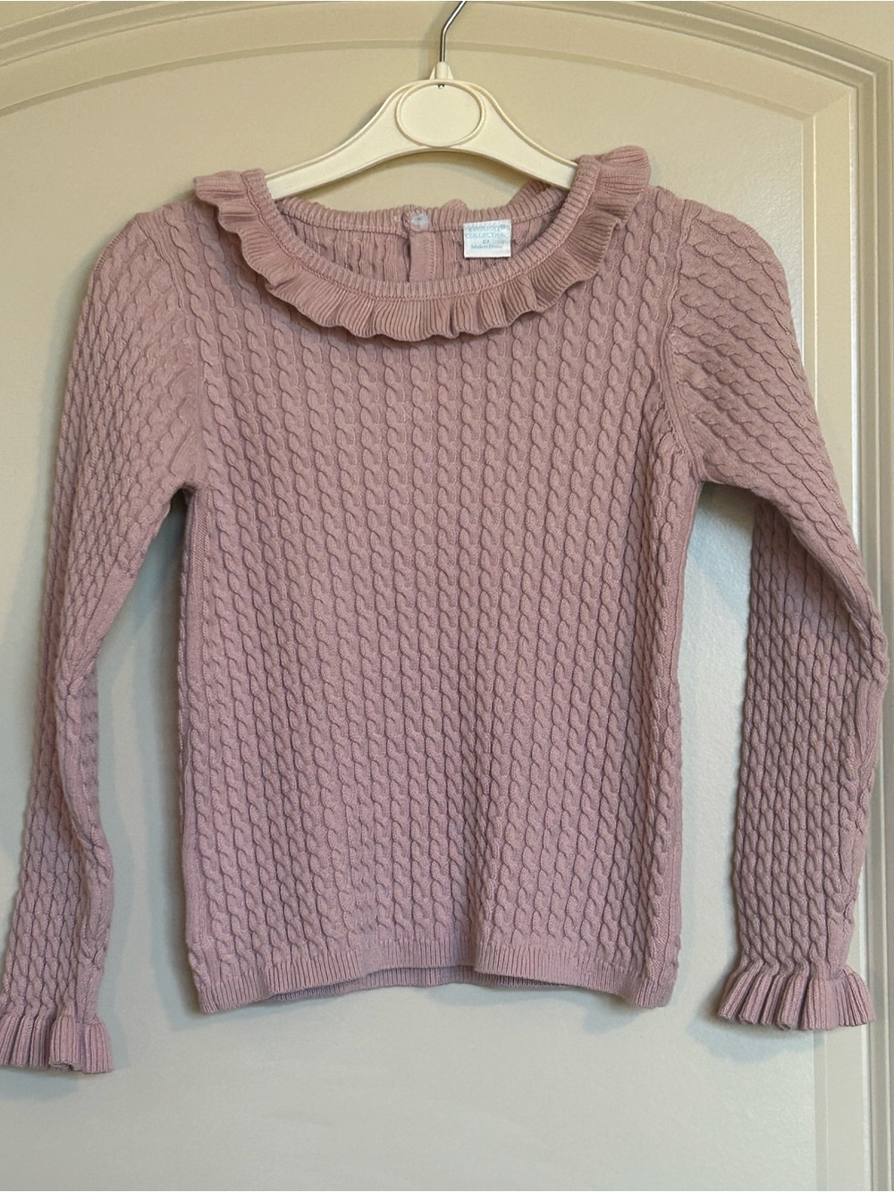 6X Edgehill Collection Cable Knit Ruffle Collar Sweater